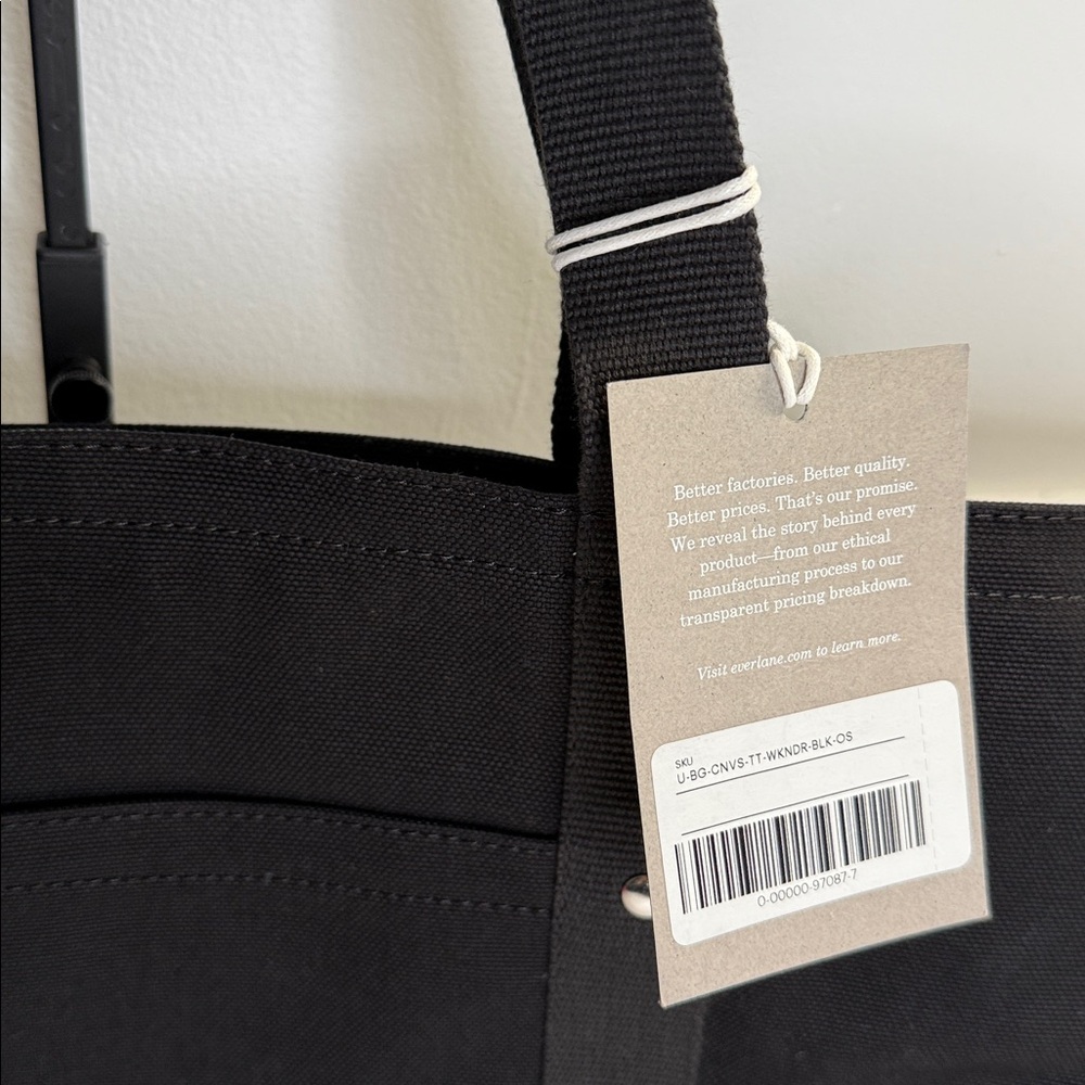 NWT everlane Organic Canvas Weekender Bag - Black large tote bag - Picture 4 of 11